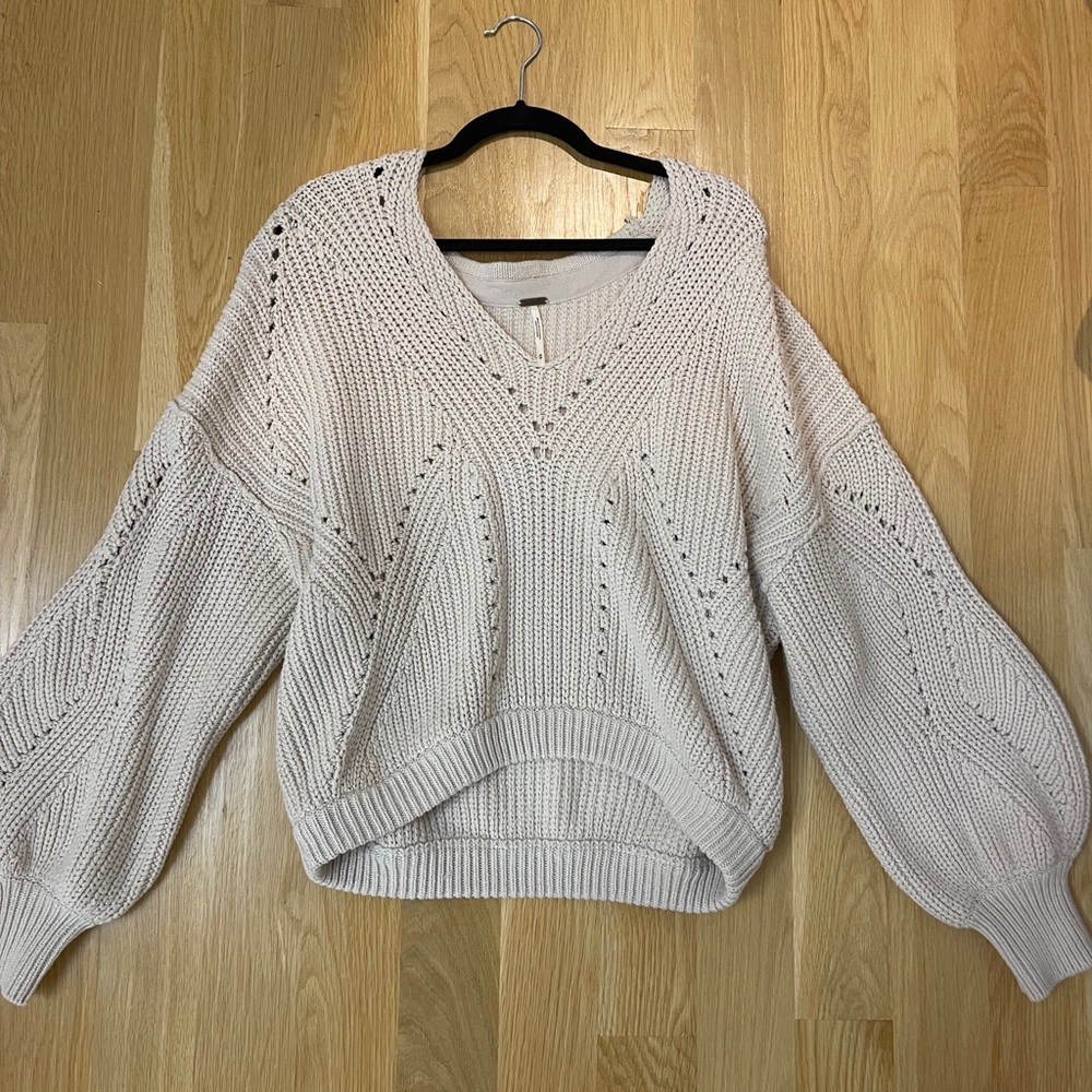 Beige Free People oversized sweater